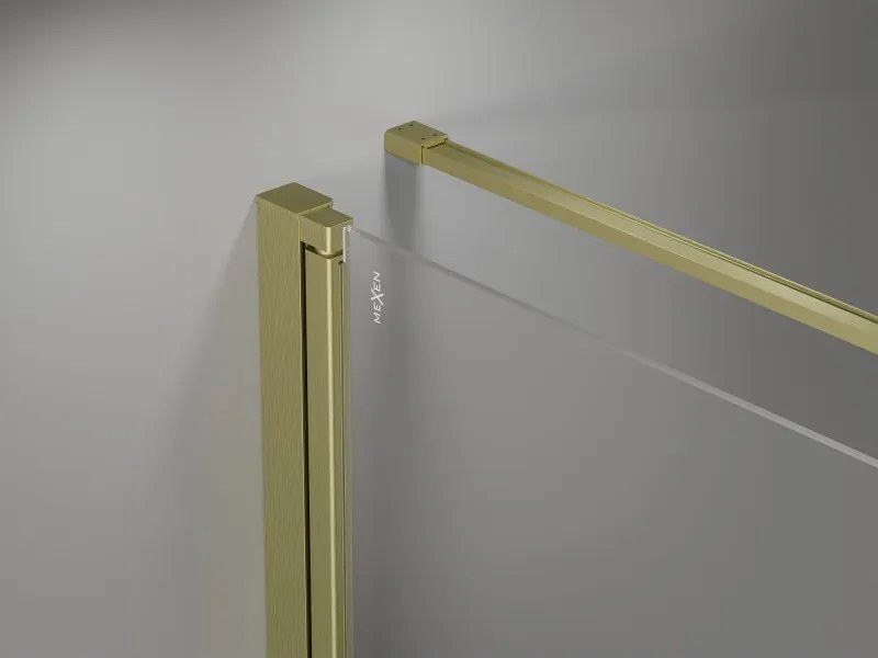 Mexen Mist-B, 1-krídlový výklopný sprchový kút 75 x 70 cm, číre sklo, zlatý matný profil, 8A2T-075-070-55-00
