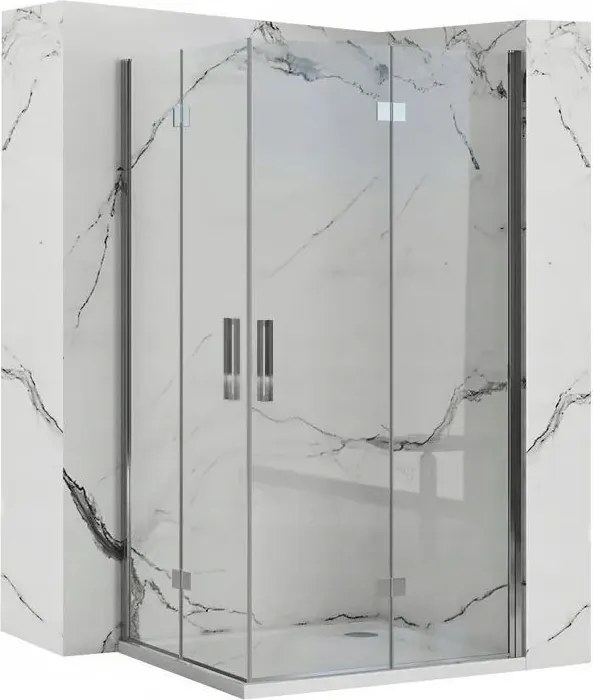 Obdĺžnikový sprchovací kút REA MOLIER DOUBLE 80x100 cm, chróm/transparent - bez vaničky