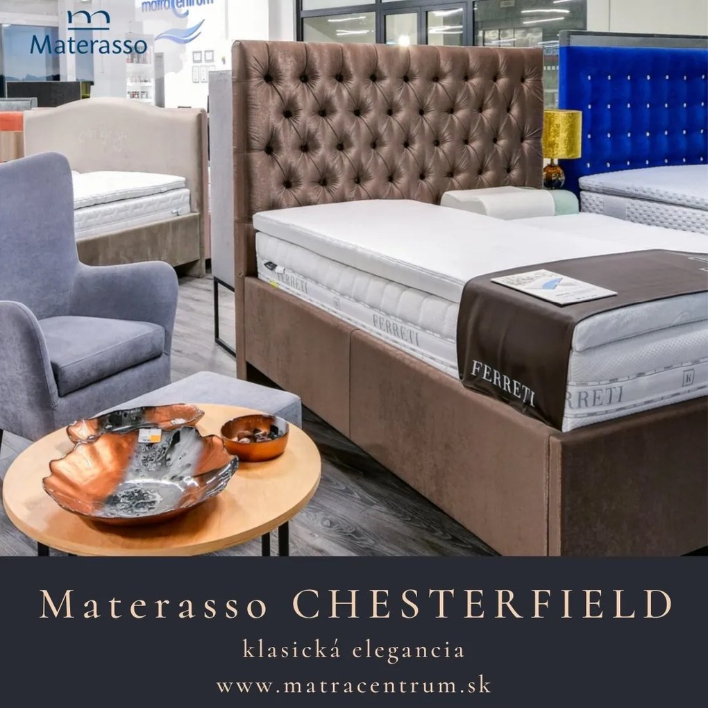 Materasso Posteľ Chesterfield, 160 x 200 cm, Boxpring Výklop Maxi, Cenová kategória "C"