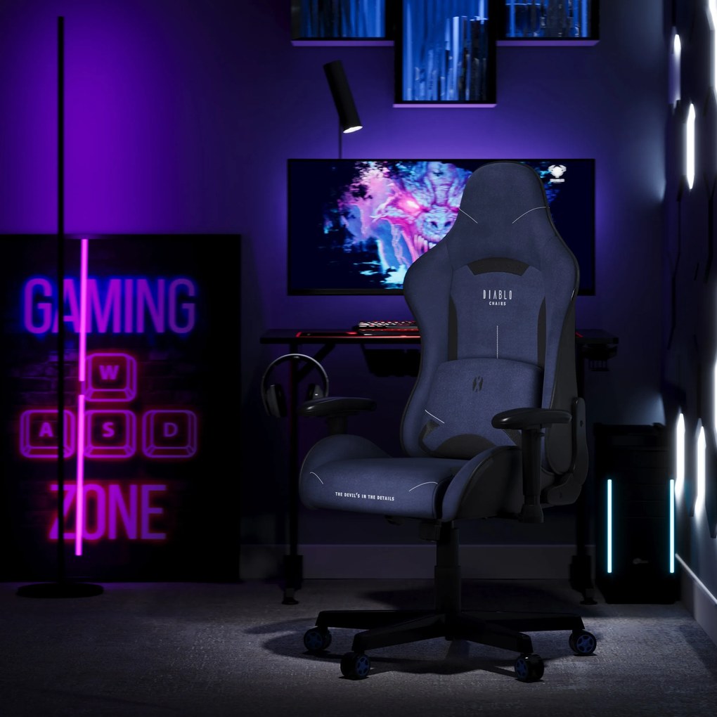 Herná stolička z tmavomodrej látky Diablo X-Starter