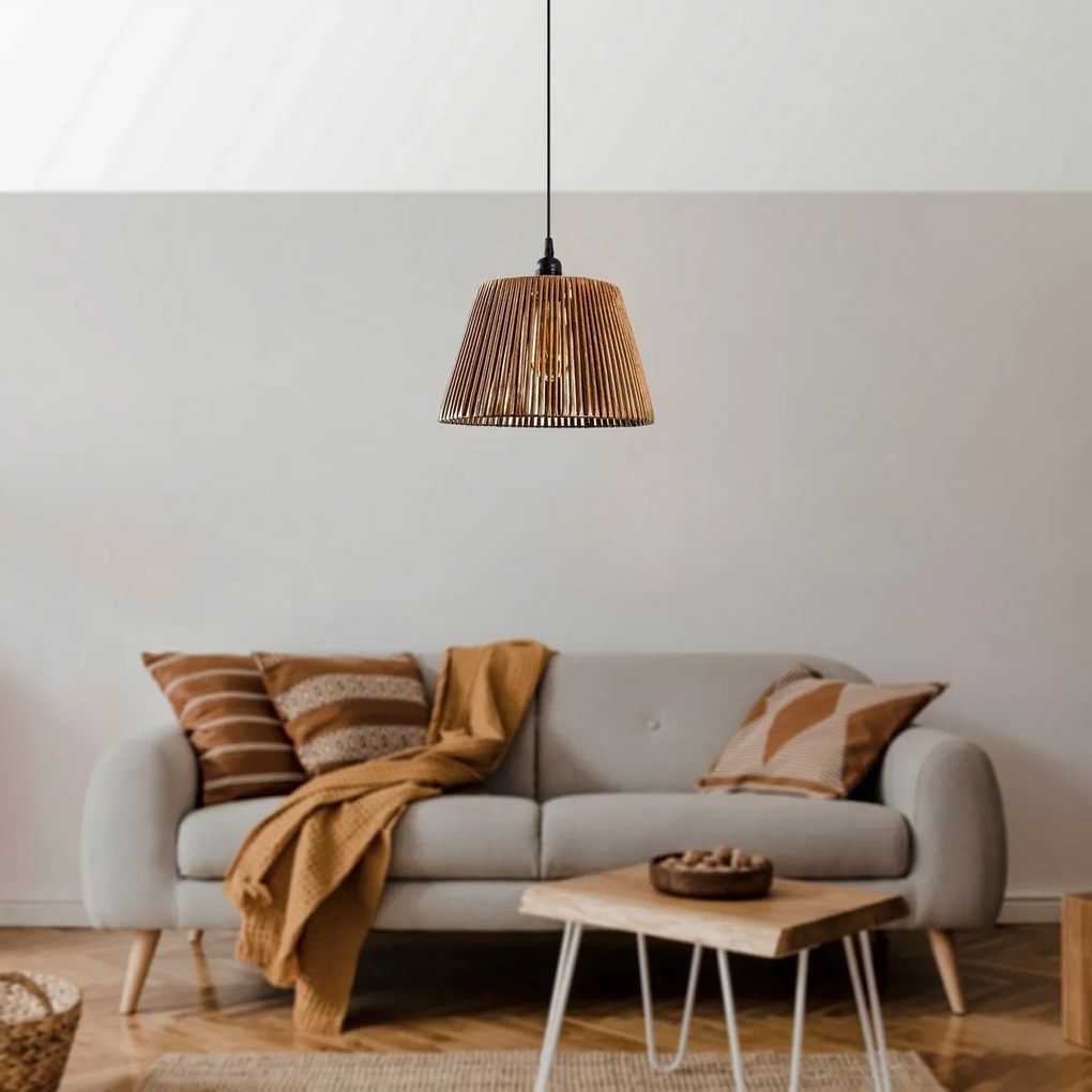 Závesný lustr Cone - Natural, čierna