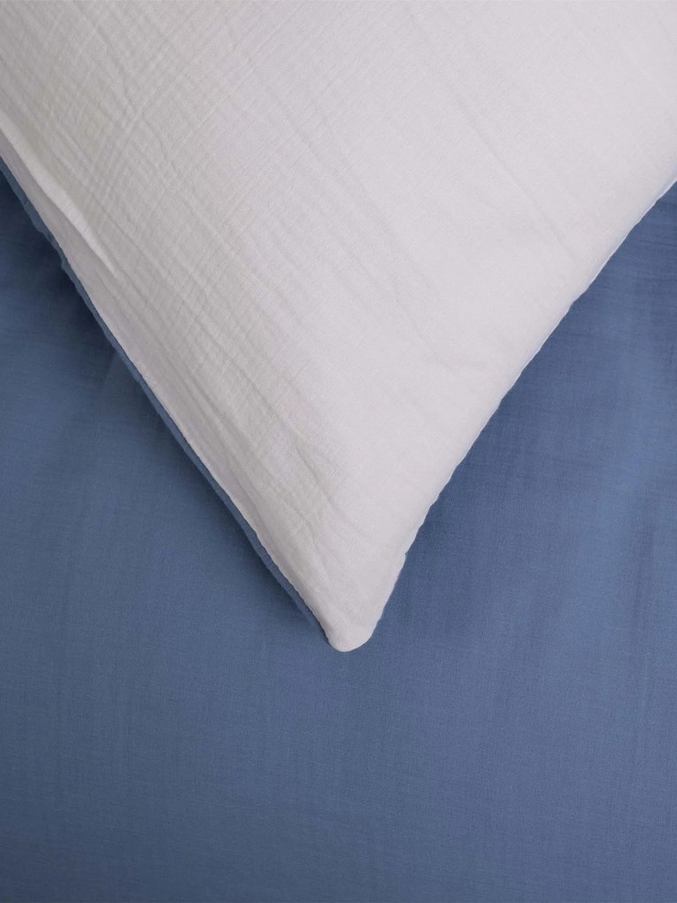 Mušelínová obliečka na vankúš 50 × 70 cm Alexia Duo - modrá/krémová