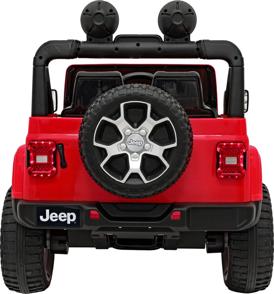 Ramiz Jeep Wrangler Rubicon batéria pre deti Červená + diaľkové ovládanie + MP3 LED rádio + EVA kolesá
