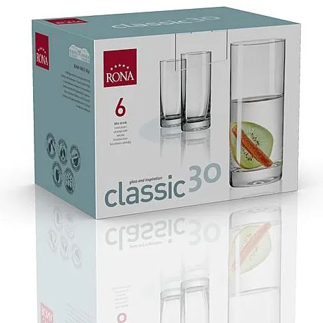 Rona Poháre CLASSIC long drink 300 ml, 6 ks