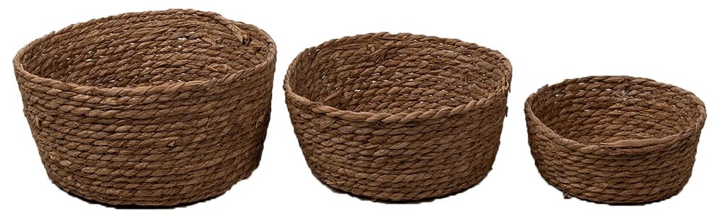 Hnedé pletené košíky Alicja (set 3ks) - Ø 30 * 15 / Ø 26 * 13 / Ø 22 * ​​9 cm