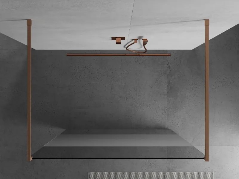 Mexen Kioto, sprchová zástena Walk-In 100 x 200 cm, 8mm číre sklo-námraza, medený matný profil, 800-100-002-65-35