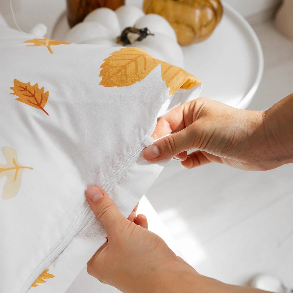 Goldea bavlnené posteľné obliečky - jesenné listy 240 x 220 a 2ks 70 x 90 cm