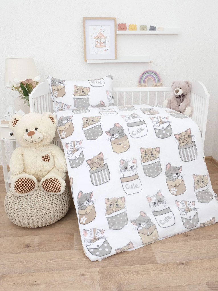 Obliečky mikroplyš do postieľky Exclusive – Mačičky vo vrecku