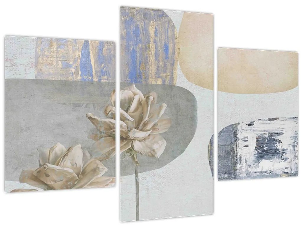 Obraz - Maľba s kvetmi a textúrami (90x60 cm)