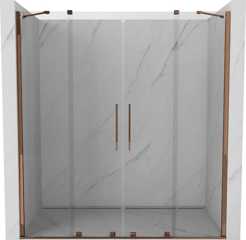 Mexen Velar Duo, posuvné dvere do otvoru 180x200 cm, 8mm číre sklo, ružové zlato, 871-180-000-02-60