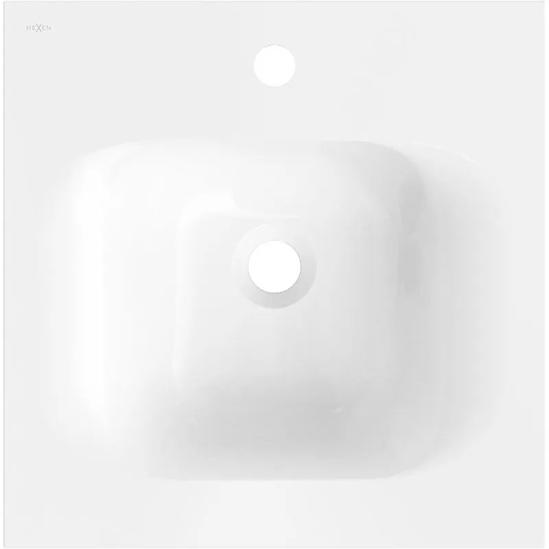 Mexen Vela, umývadlo zapustené do dosky, 46 × 46,5 cm, biela lesklá, 25234500