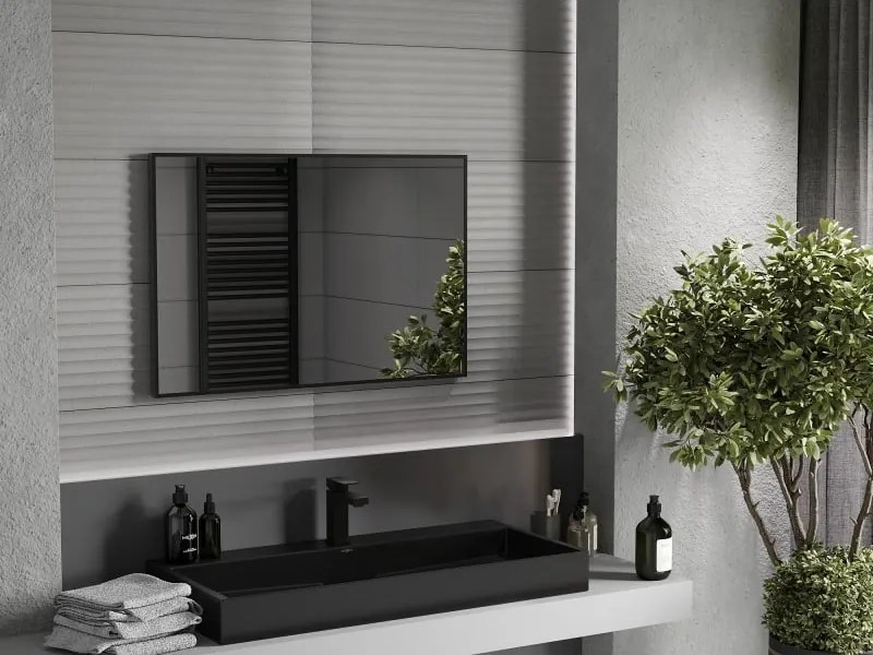 Mexen Loft kúpeľňové zrkadlo obdĺžnikové 90 x 60 cm, čierny rám - 9852-090-060-000-70