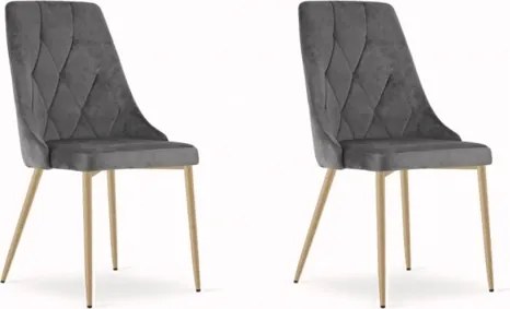 Set 2 stoličiek IMOLA - sivý zamat / nohy vo farbe dreva