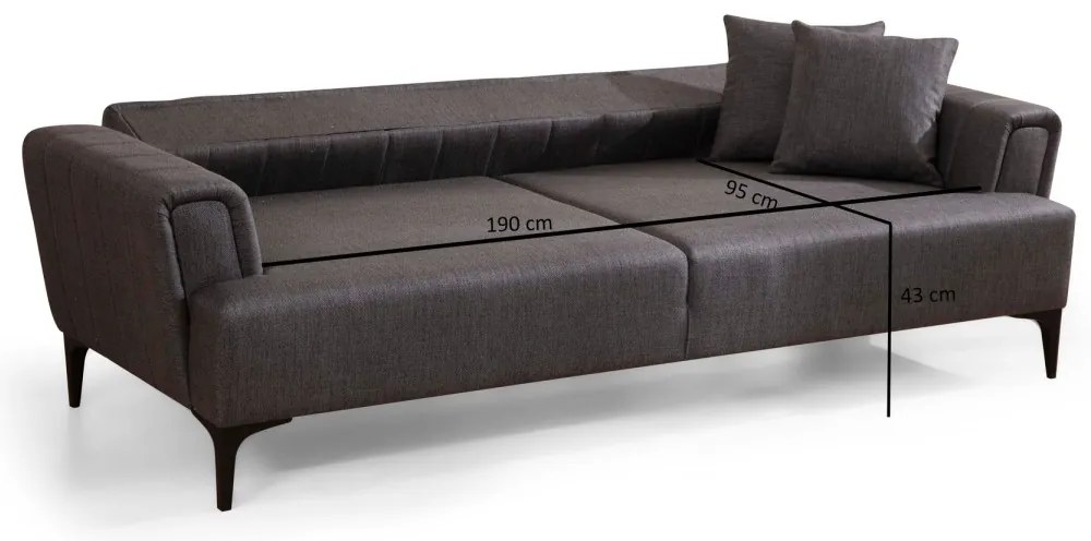 Třímístná rozkládací pohovka Hamlet 230 cm tmavě šedá