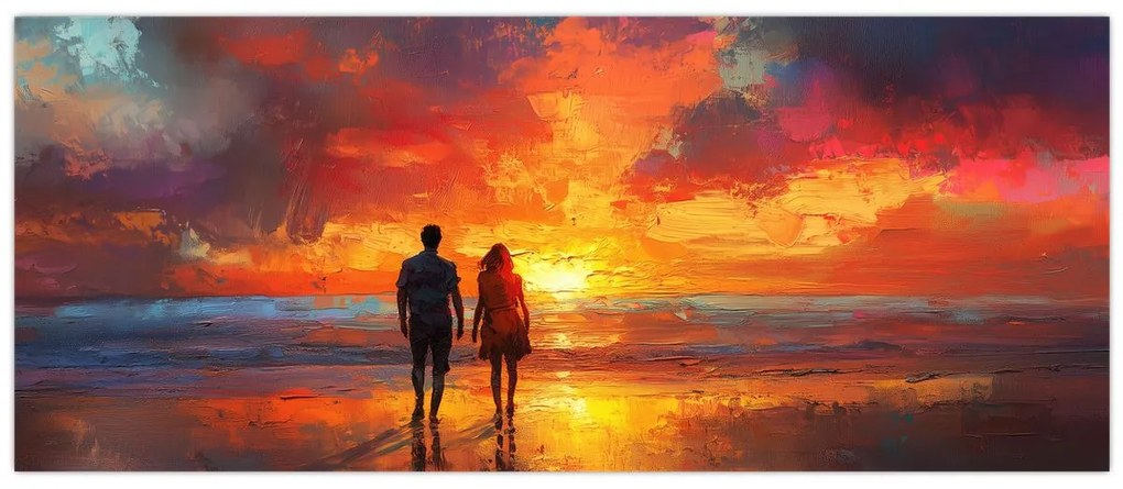 Obraz - Prechádzka na pláži (120x50 cm)