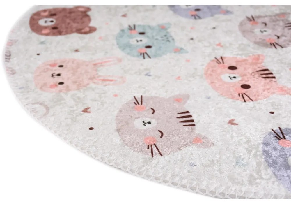 Slonovinový prateľný detský koberec ø100 cm Cute Animals – Vitaus