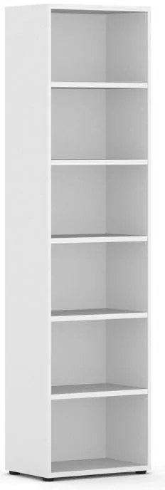Knižnica INTEGRO, 2300 x 600 x 400 mm, 5 políc, biela