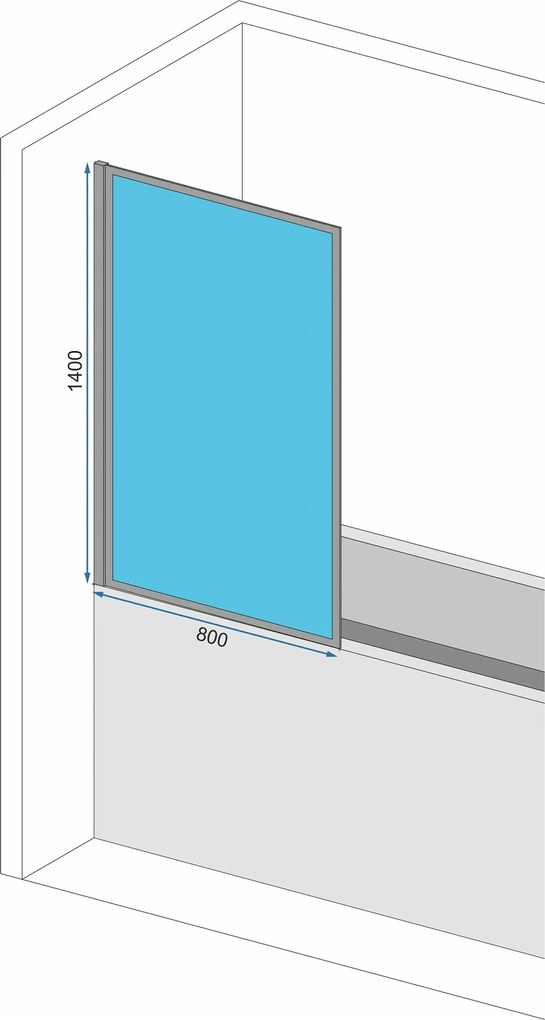 Rea Elegant, vaňová zástena s pevným krídlom 80x140 cm, medená matná, REA-W5695