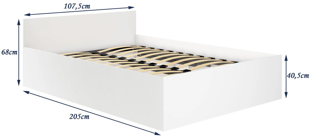 Jednolôžková posteľ Cezar (biela) (s roštom a úl. priestorom). Vlastná spoľahlivá doprava až k Vám domov. 1069528
