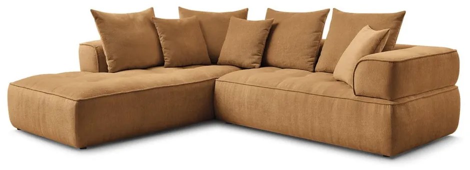 Ženilková rohová pohovka v horčicovej farbe (ľavý roh/do L) Whesley – Bobochic Paris