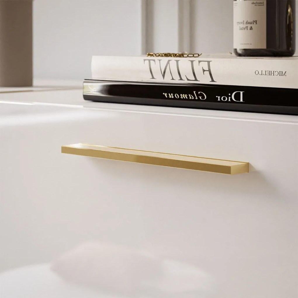 KOMODA SANTINO 4D BIELY LESK + ZLATÉ NOŽIČKY 158 cm