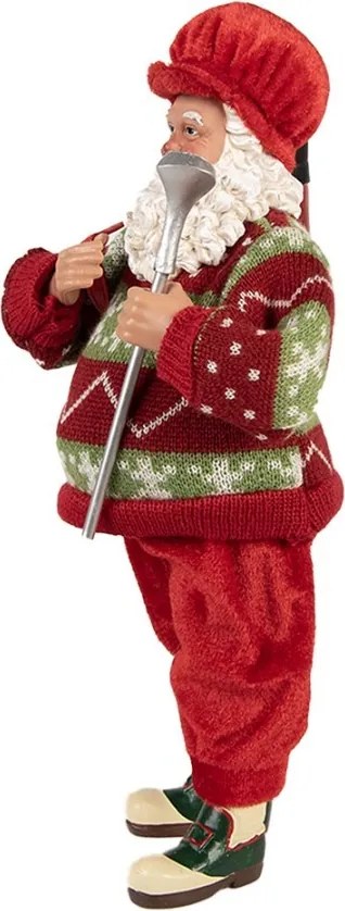 Červená vianočná figúrka Santa Claus s golfovou palicou - 15*10*28 cm