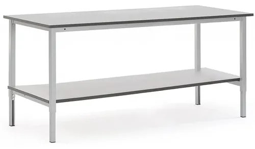 Manuálne výškovo nastaviteľný dielenský stôl MOTION, so spodnou policou, 2000x800 mm