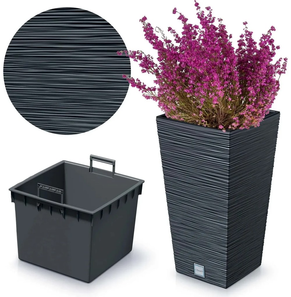 Kvetináč FURU SQUARE 24 cm, antracitový, 24 cm