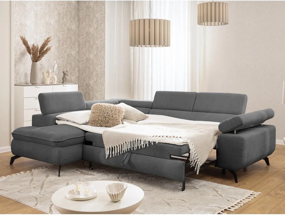 Sivá ženilková rohová pohovka (ľavý roh/do L) Marbeya – Ropez