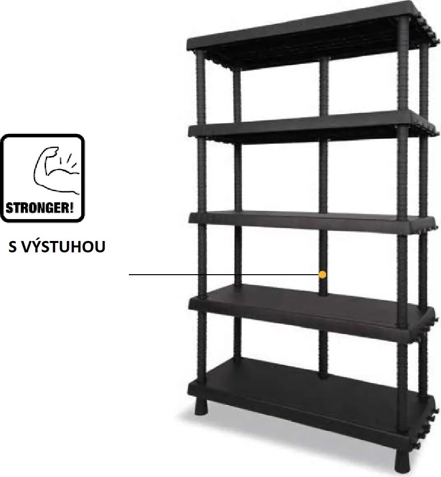 ARTPLAST Davide + D+90455 Regál s nastaviteľnou výškou políc, 5 políc, šírka 92 cm