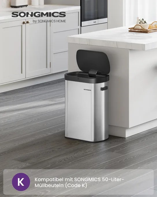 Automatický odpadkový kôš 50 l SONGMICS LTB640E01 strieborný