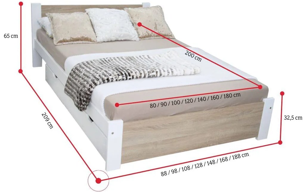 Jednolôžková posteľ LAPIS + rošt + matrac ZDARMA - trufla/biela / 100x200 / áno