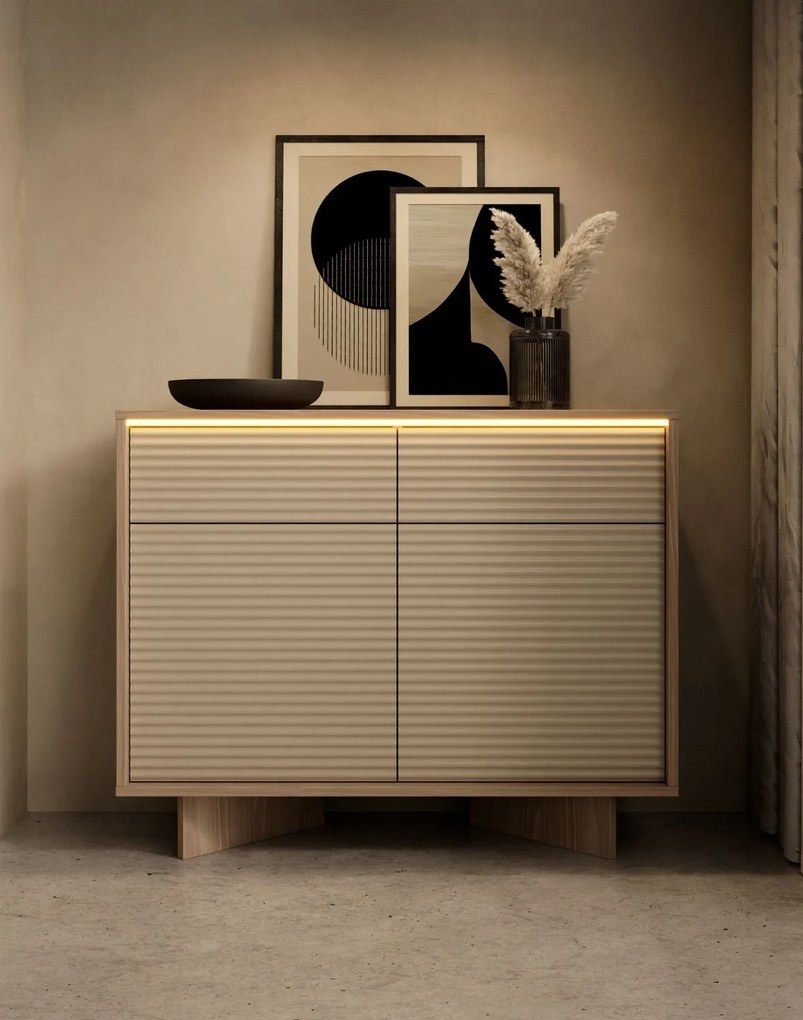 Komoda Semi D 104 cm 2D2S LED cappuccino bolivar naturalny