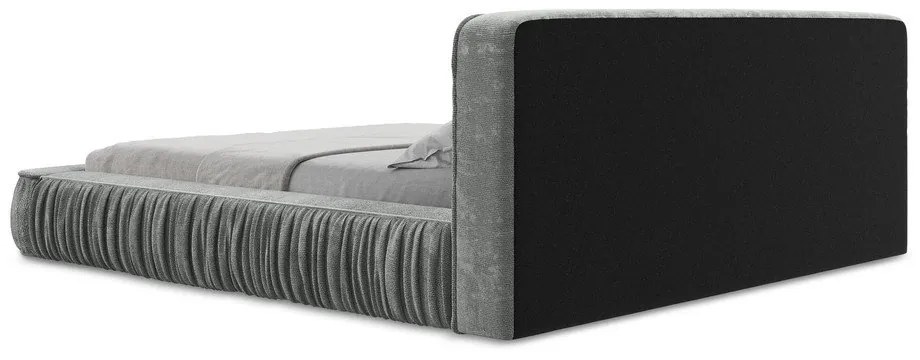 Sivá čalúnená dvojlôžková posteľ s úložným priestorom s roštom 140x200 cm Keoni – Makamii