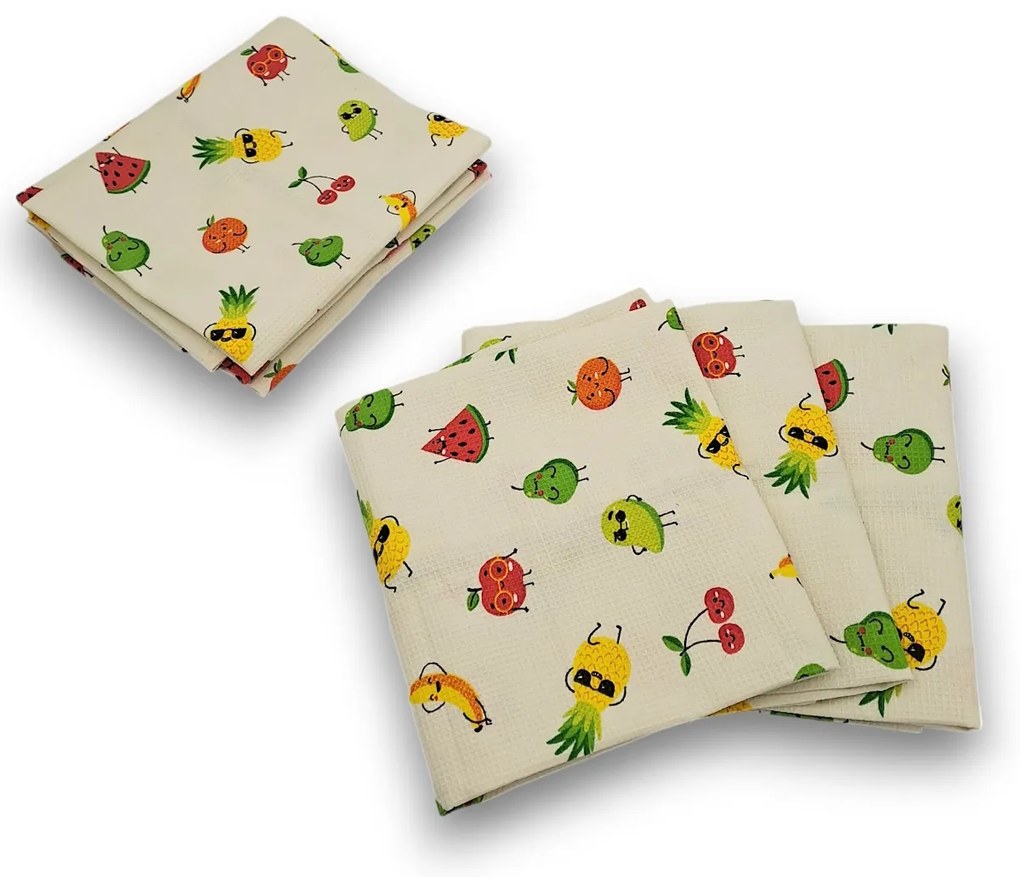 usporadejto.cz 6 ks vaflových kuchynských utierok + úložný box - OVOCE