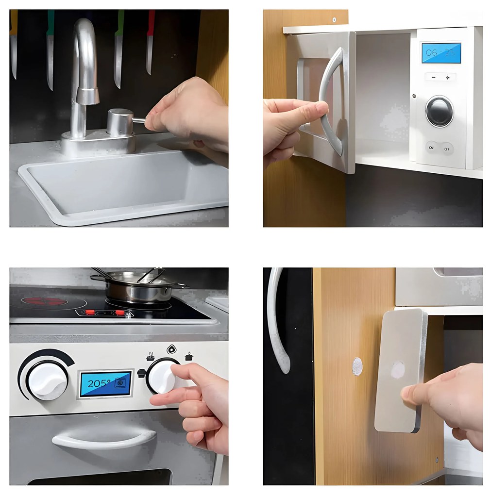 Drevená kuchynka ECOTOYS s LED, zvukom a tabuľou