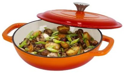 Silvercrest®  Liatinová servírovacia panvica, 2,4 l, oranžová + Liatinová grilovacia panvica, 24 cm, oranžová  (800011481)