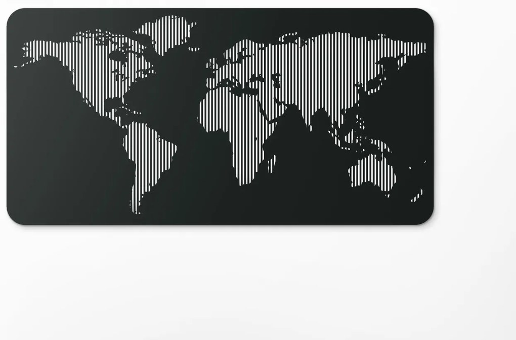 drevko Dizajnová nástenná 3D mapa sveta Rozmer obrazu: 45 x 89 cm, Farba dekorácie: Čierna