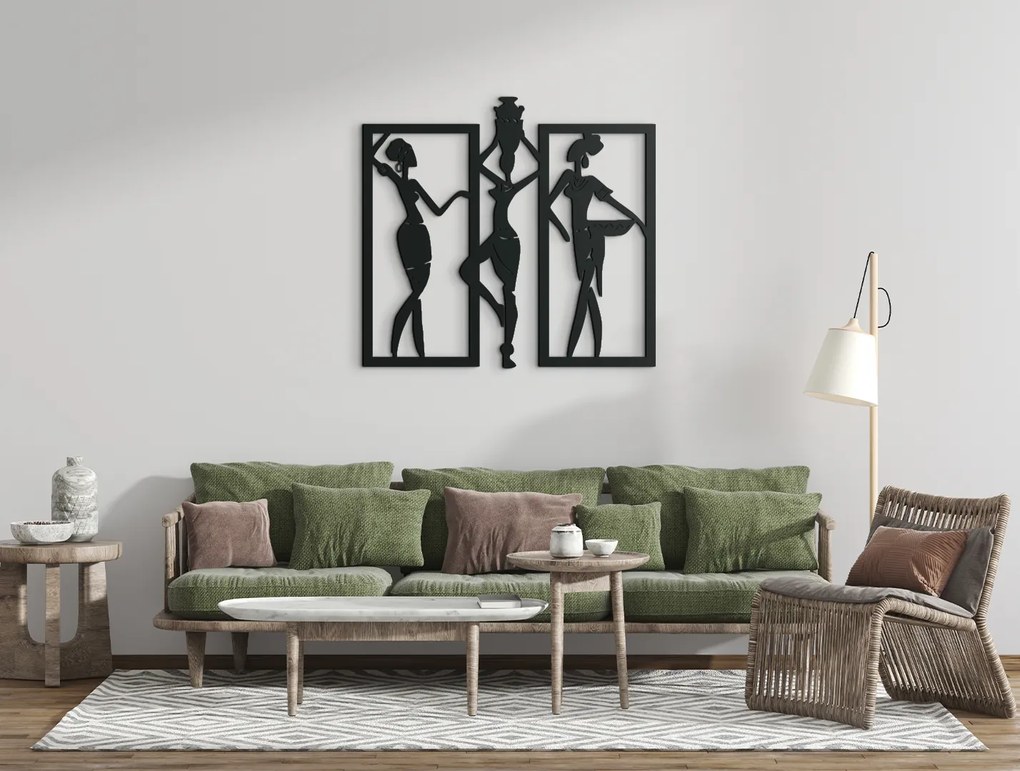 drevko Viacdielny obraz na stenu Tri Afričanky Rozmer obrazu: 44,5 x 48 cm, Farba dekorácie: Čierna