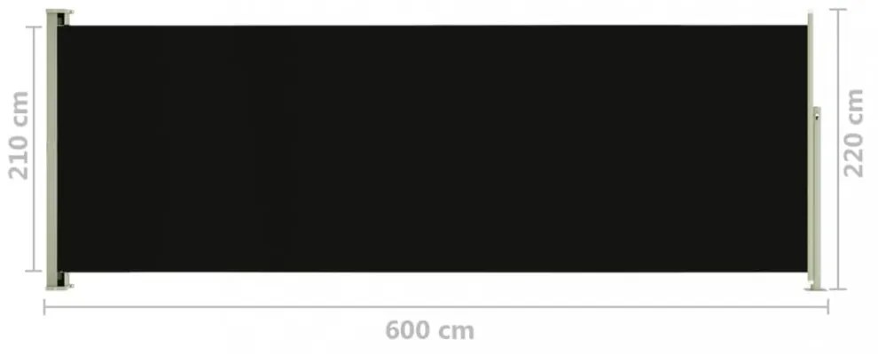 Zaťahovacia bočná markíza 220x600 cm Dekorhome Krémová