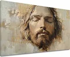 Ježiš Kristus v modlitbe | Domaľovaný akrylom a zlatými plátkami