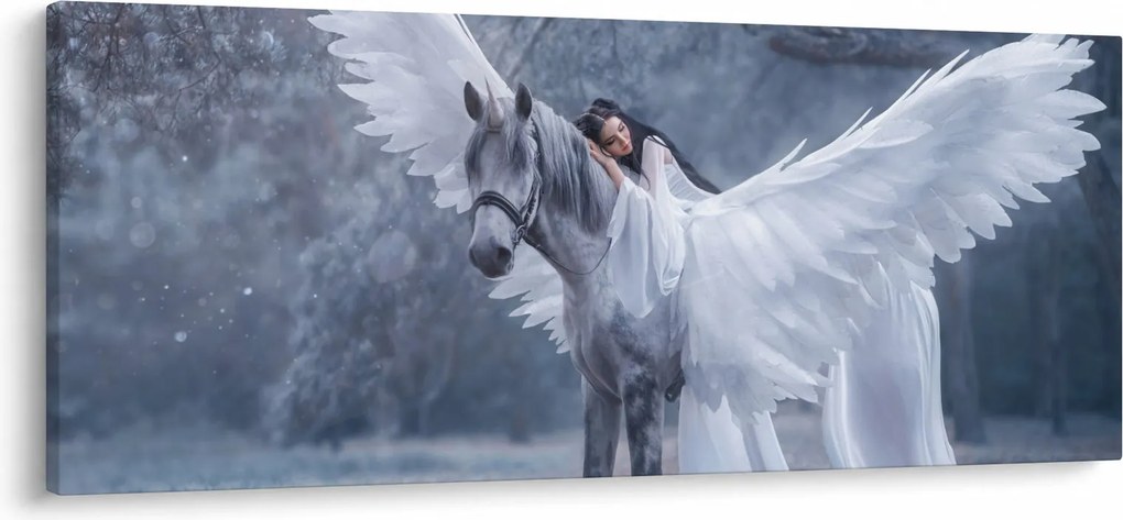 Obraz dievčaťa na jednorožcovi (120x50 cm)