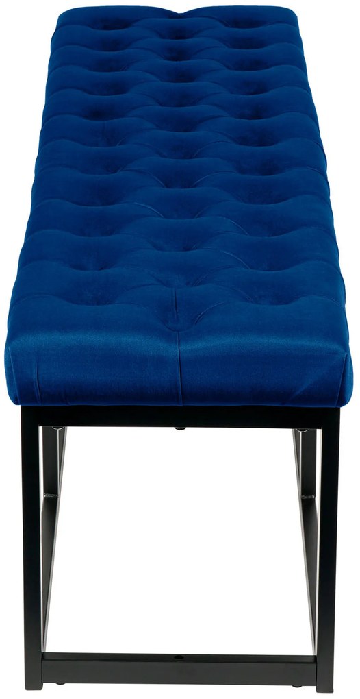 Lavica Polson - zamat, čierny rám 150 cm - Modrá