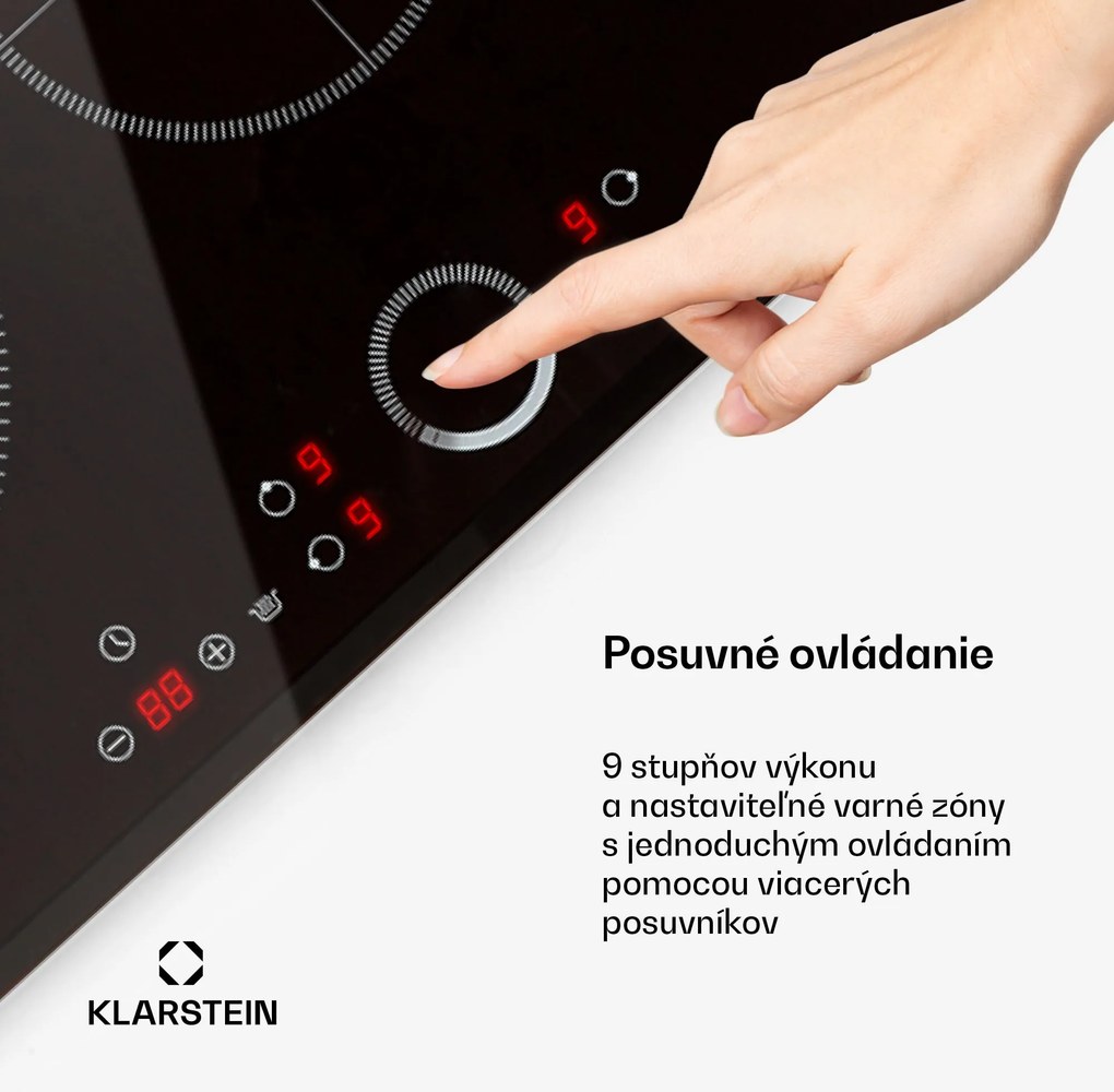 Klarstein Delicatessa 80, vstavaná indukčná varná doska, 7400 W, 3 zóny, sklokeramika