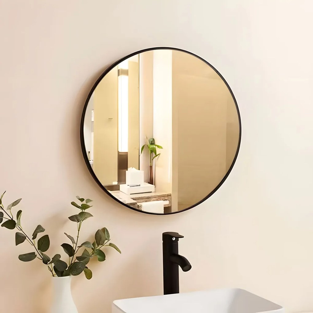 Okrúhle nástenné zrkadlo KOKO 80 cm čierne