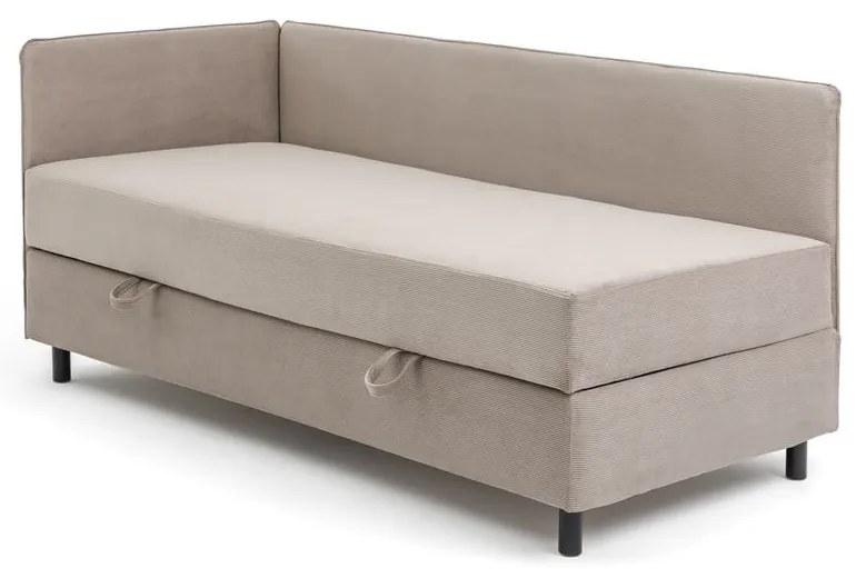 Čalúnená jednolôžková posteľ taupe s úložným priestorom s matracom 90x200 cm Avela – Bonami Selection