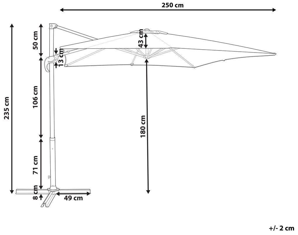 Konzolový slnečník 250 x 250 cm pieskovobéžový MONZA Beliani