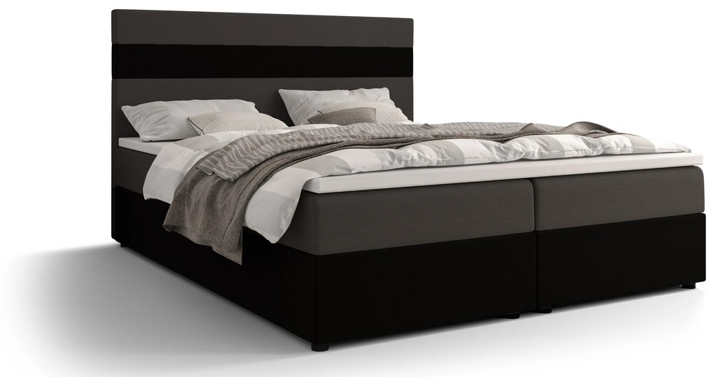 Manželská posteľ Boxspring 140 cm Locos (tmavosivá + tmavohnedá) (s matracom a úložným priestorom). Akcia -20%. Vlastná spoľahlivá doprava až k Vám domov. 1056122