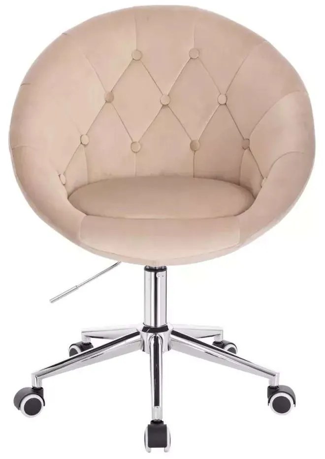 LuxuryForm DESIGN Kreslo VERA VELUR na striebornej podstave s kolieskami - latte