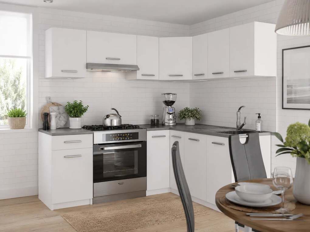 Kuchynská linka Belini 360 cm biely mat s pracovnou doskou Lidiauniqa TOR LIDIAUNIQA3/4/WT/WT/0/E